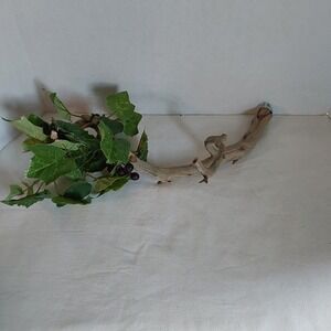 Wood Bird Perch With Faux Foilage